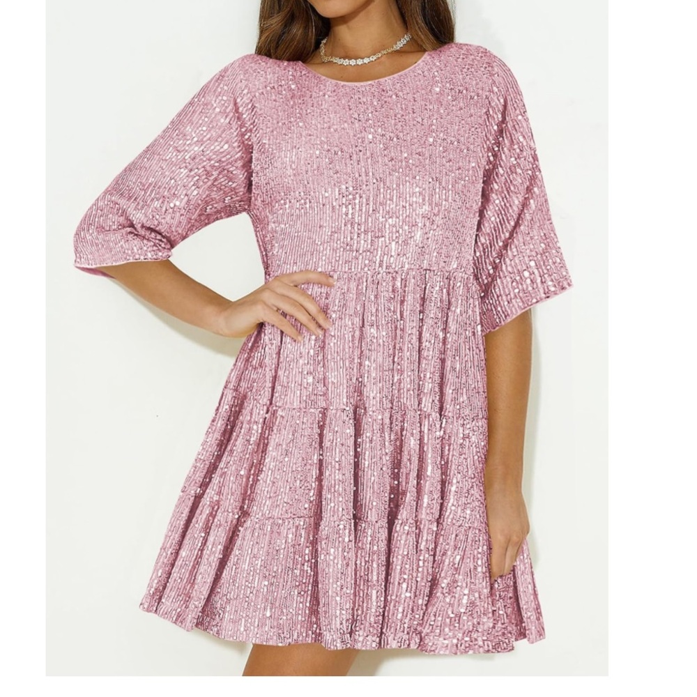 Sequin Tiered Tunic Dress Size XXL Great for Rodeo - Mardi Gras - Date Night Out